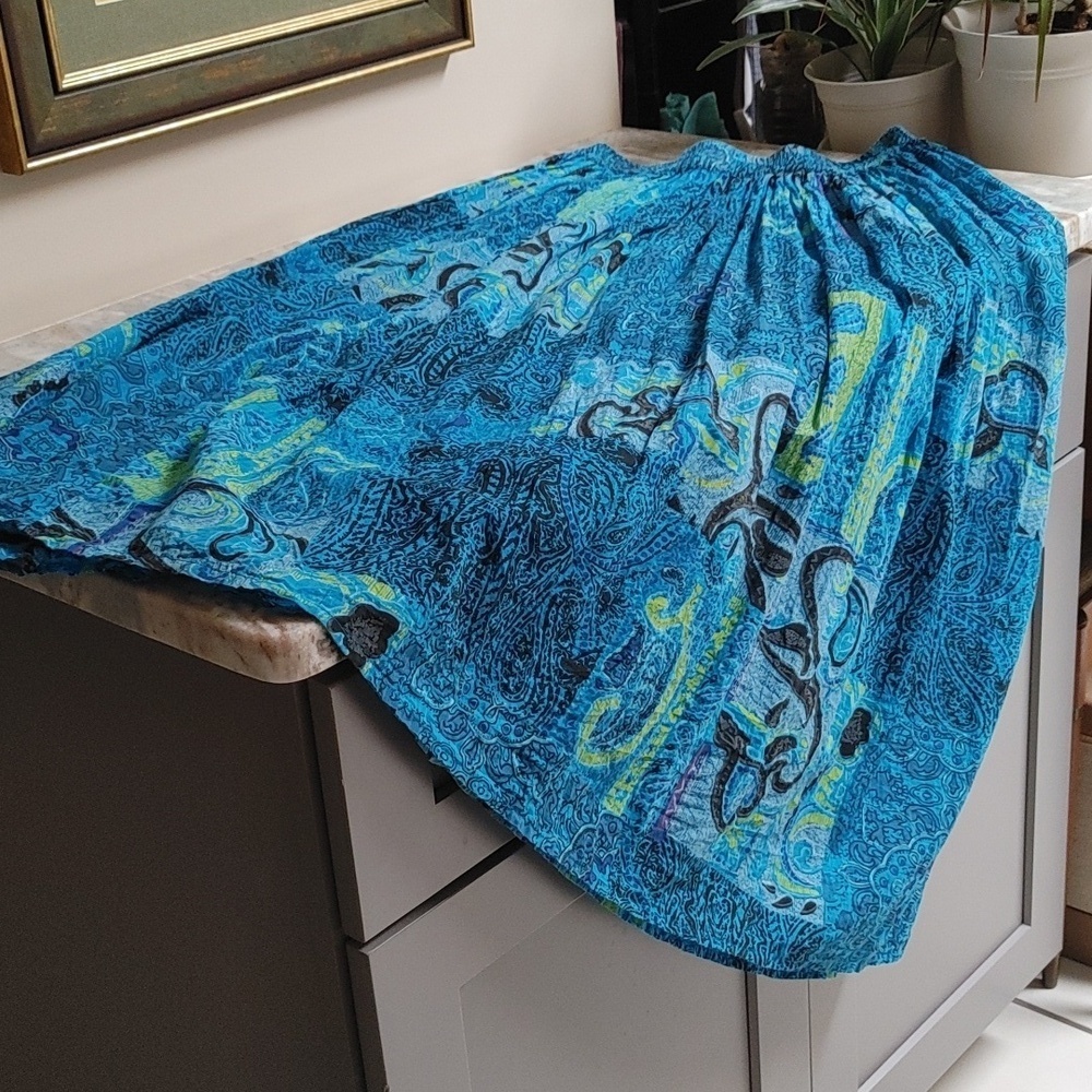 SUDHA Cotton Full Skirt Elastic Waist in Blue Size M - Picture 13 of 13